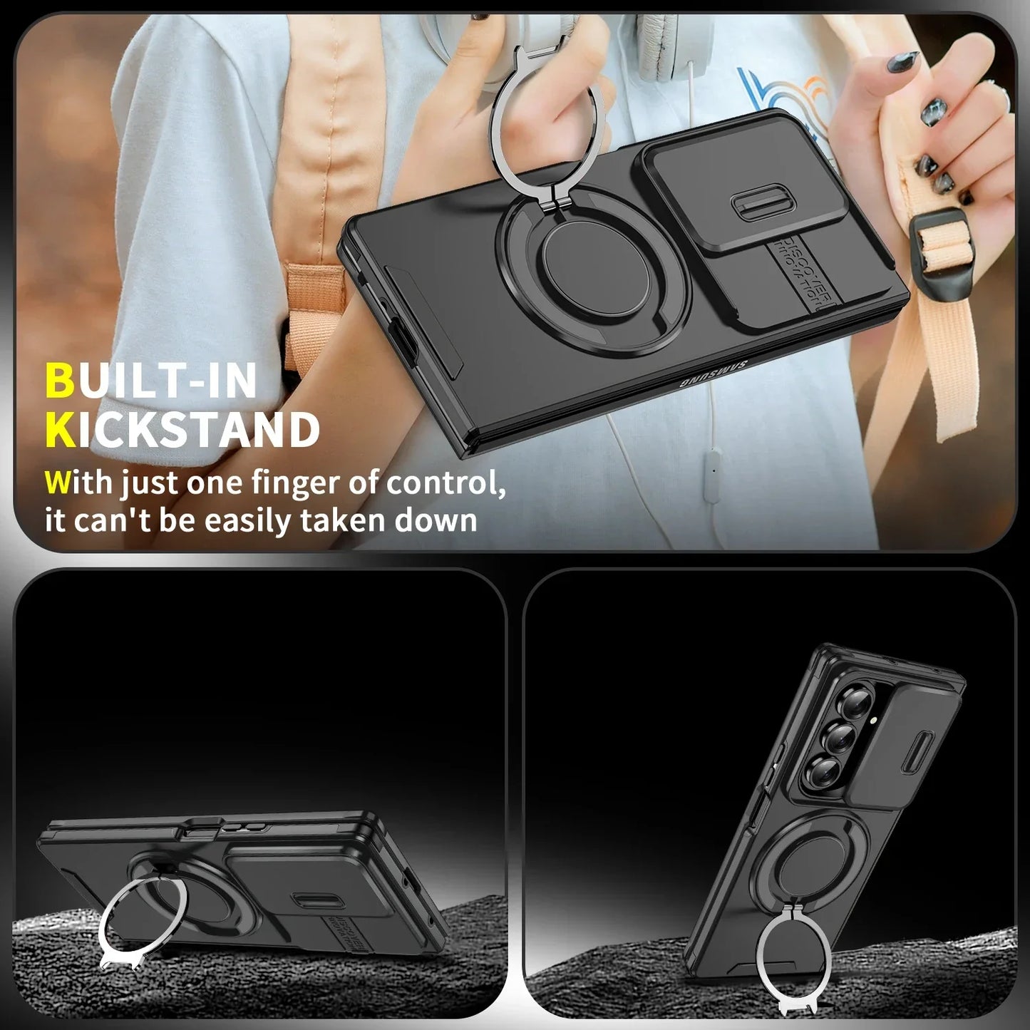 MagShield Fold – Magnetic Kickstand Case with Camera Cover for Z Fold