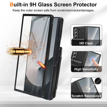 FoldLux Wallet – Leather Folio Case with Built-in Screen Protector for Z Fold Series