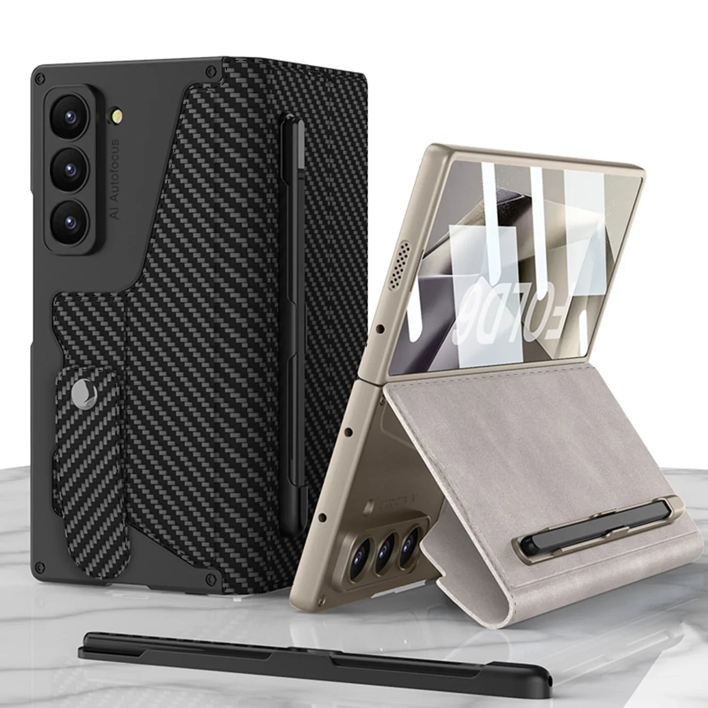 Luxury Flip Leather Case with Pen Holder and Stand for Samsung Galaxy Z Fold 6