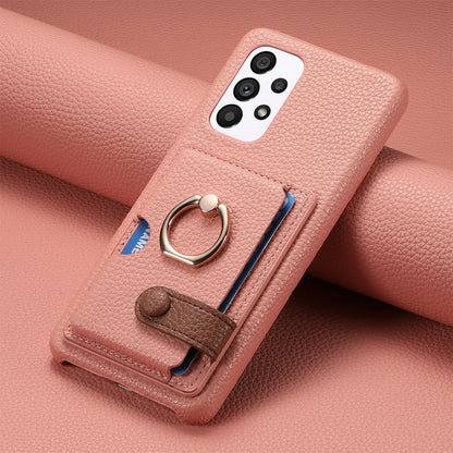 Wallet Leather Ring Holder Case for Samsung Galaxy S