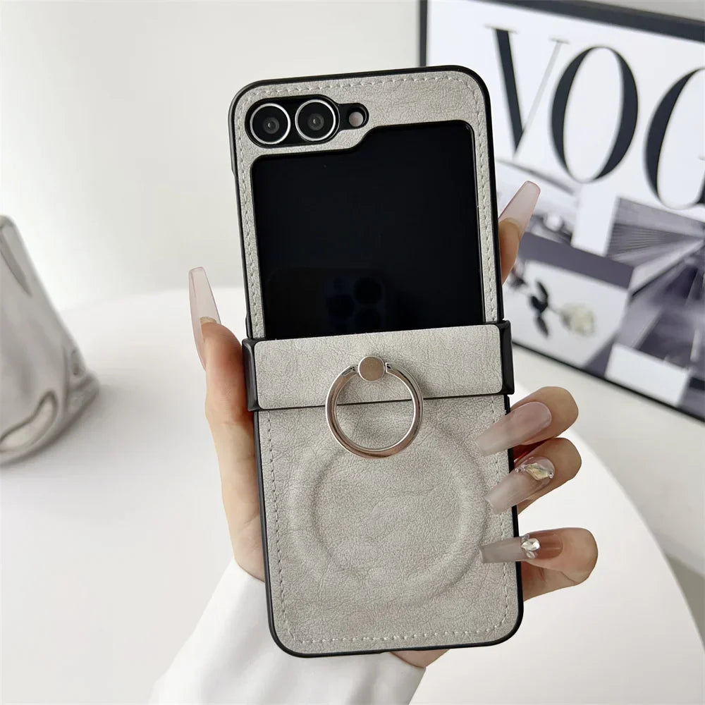 Elegant Leather Stand Case for Z Flip Series