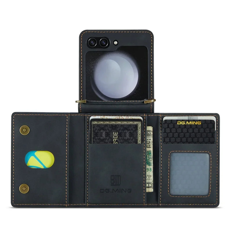 Retro Magnetic Leather Wallet Case for Samsung Galaxy Z Flip 5 - Odin case