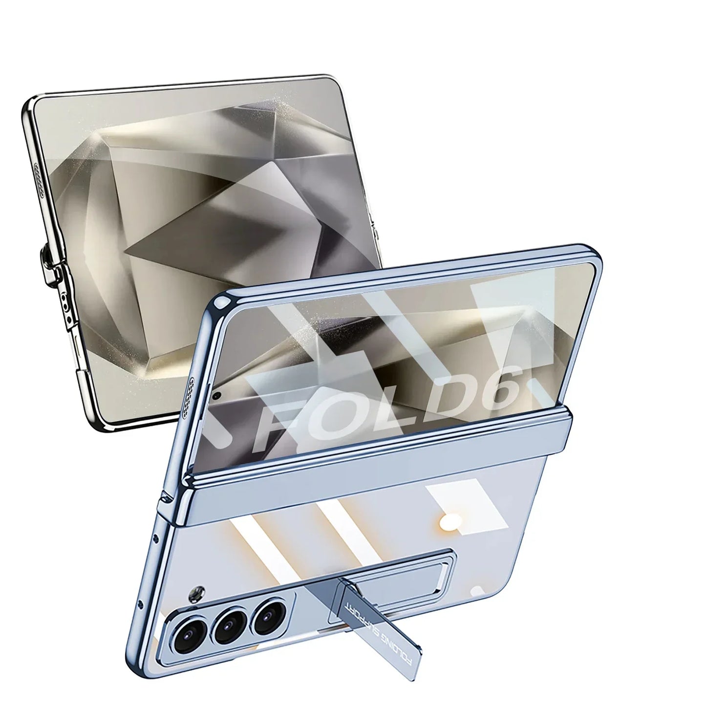 Transparent Case with Hinge Protection and Bracket for Samsung Z Fold 6