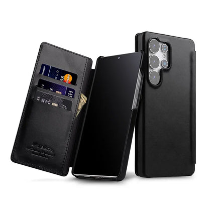 Melkco LuxeFlip – Genuine Cowhide Leather Vertical Case for Galaxy S25 Ultra