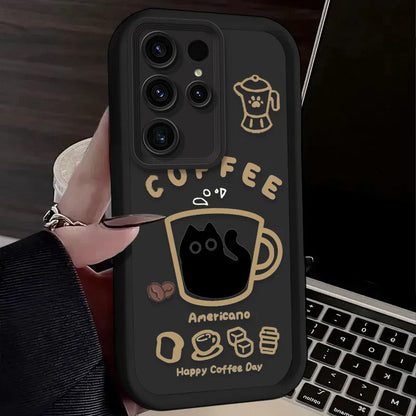 PurrLatte Case – Cute Coffee Cat Protective Cover for Samsung Galaxy S Series