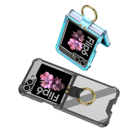 Transparent Shockproof Case with Ring Holder for Samsung Z Flip 6