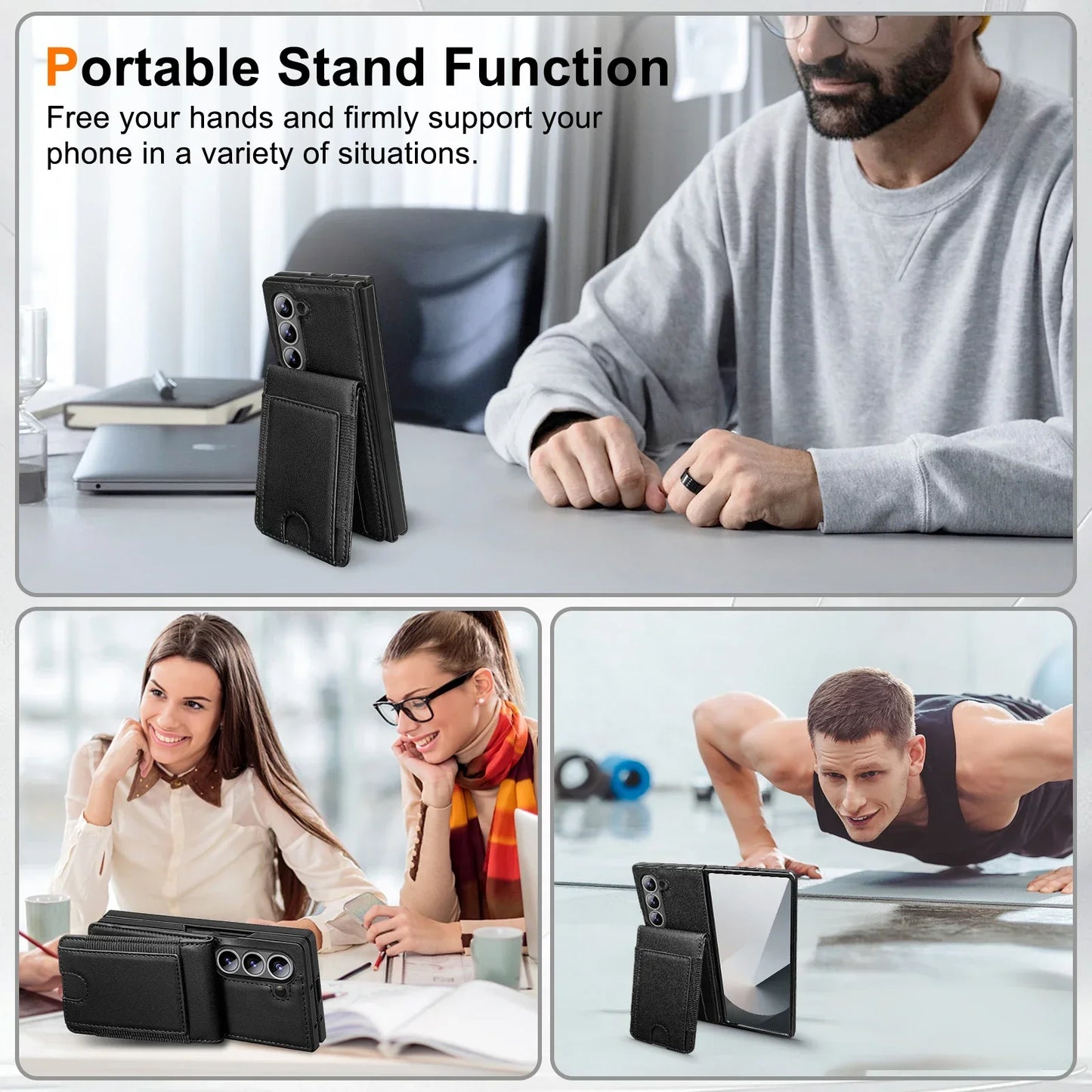 FoldLux Wallet – Leather Folio Case with Built-in Screen Protector for Z Fold Series