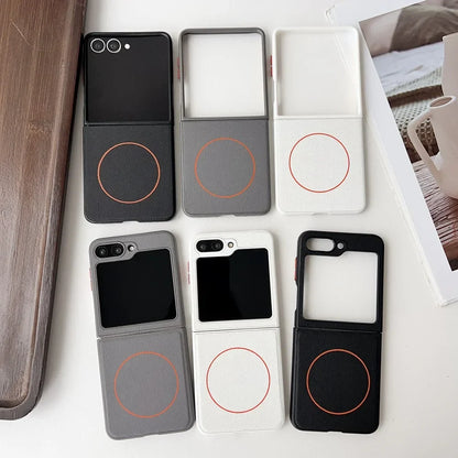 Elegant Leather MagSafe Case for Galaxy Z Flip 5/6/7