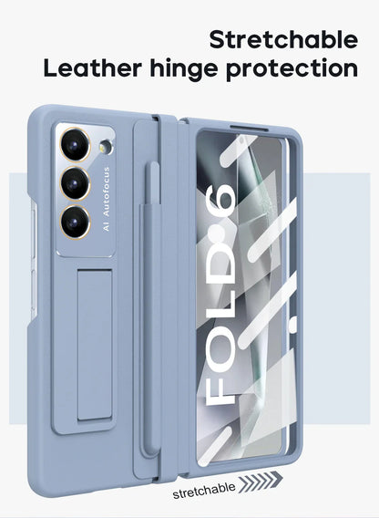 Leather Case with Stand and S-Pen Holder For Samsung Z Fold 6