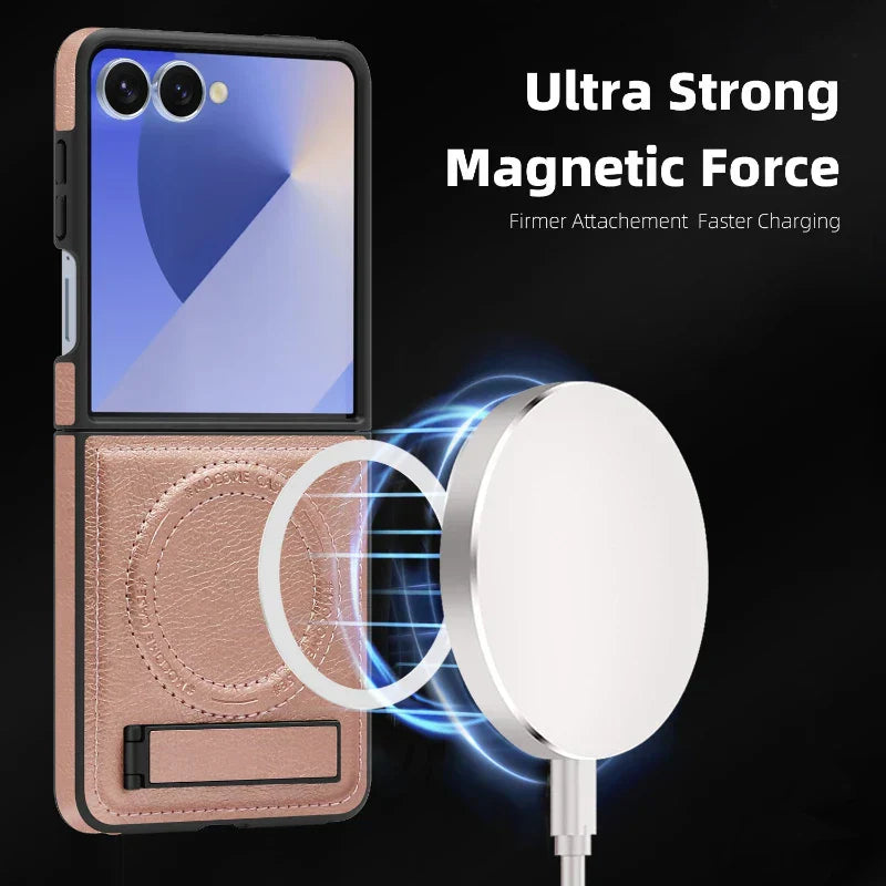 Leather MagSafe Stand Case for Z Flip Series