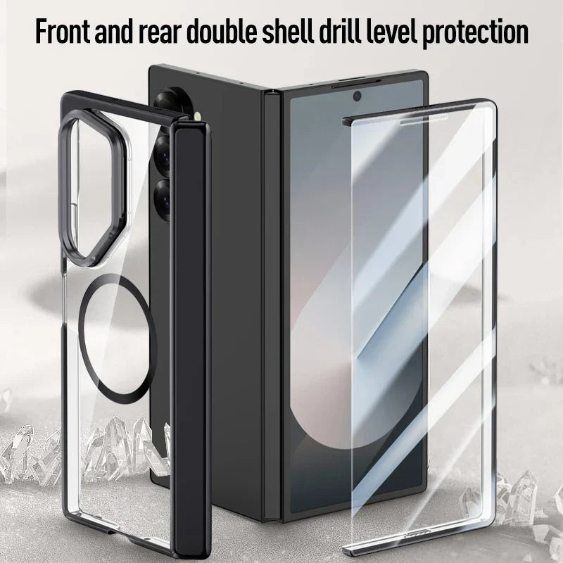 Crystal Clear Magnetic Case with Kickstand for Galaxy Z Fold 6