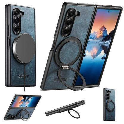 ZFold MagRing – Magnetic Leather Case with Stand & Grip Ring