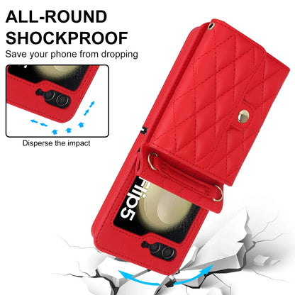 Crossbody Leather Case for Galaxy Z Flip 3-6