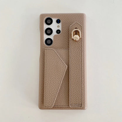 LuxStrap Wallet – PU Leather Wrist Strap Phone Case for Galaxy S Series