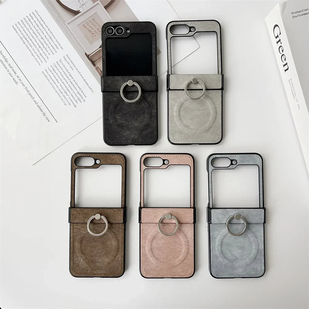 Elegant Leather Stand Case for Z Flip Series