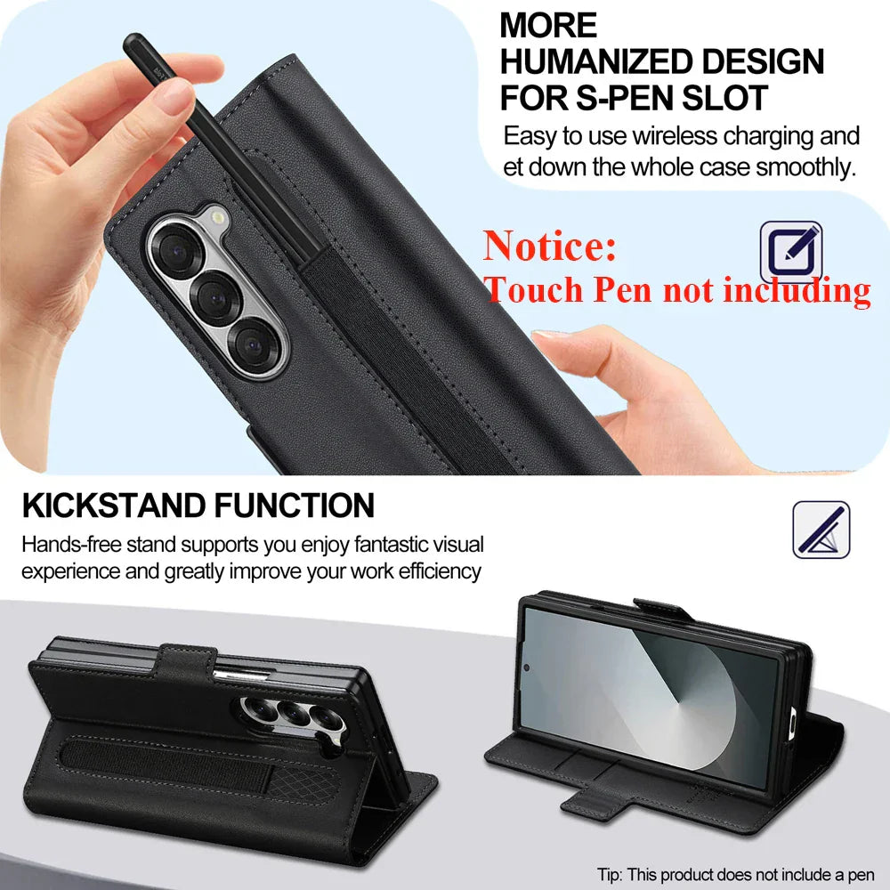 Leather Wallet Kickstand Case for Galaxy Z Fold Series