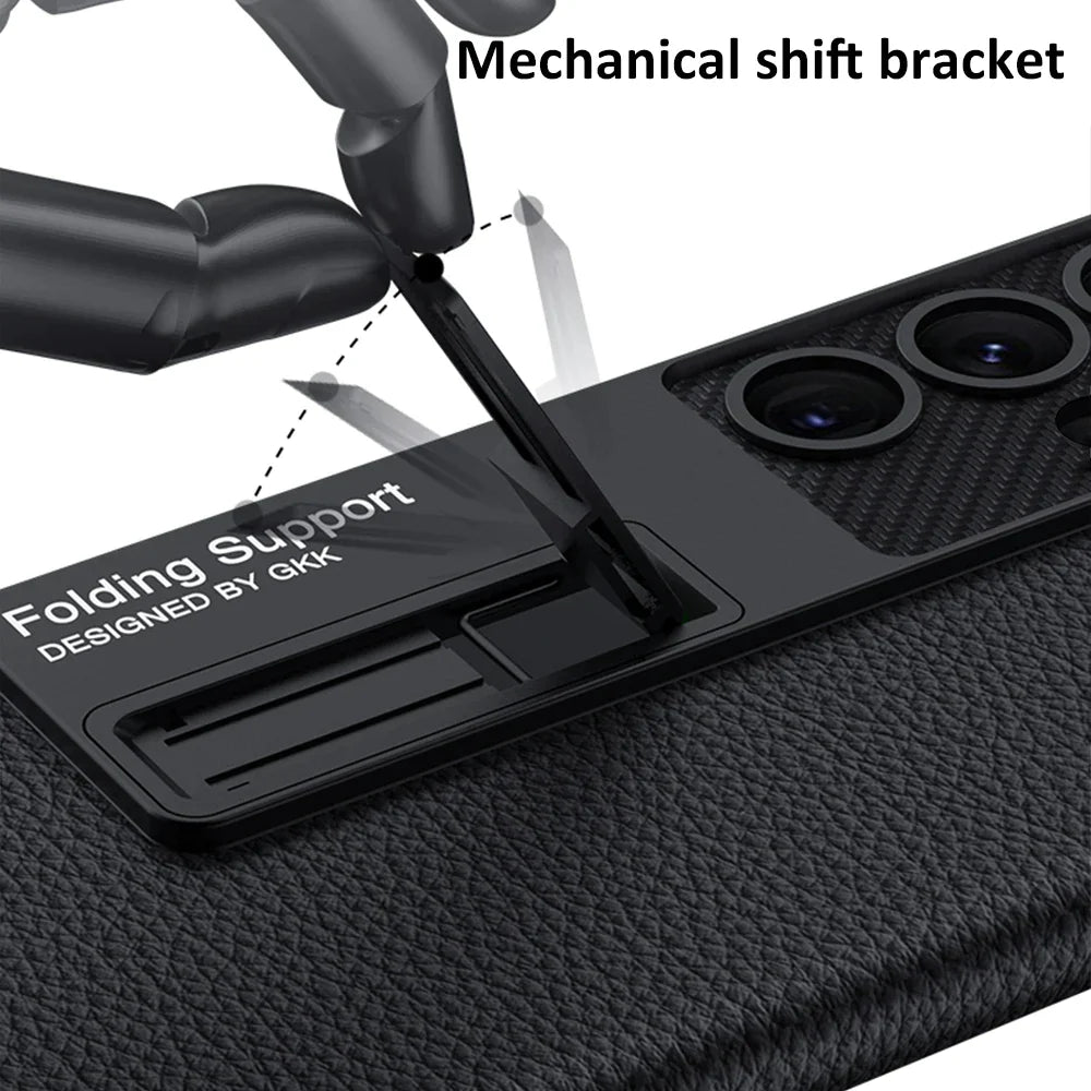 Ultra Thin Leather S24 Ultra Case with Bracket - Odin case