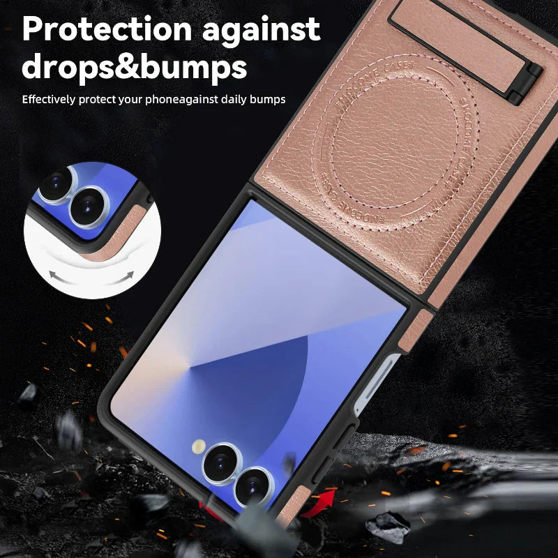 Leather MagSafe Stand Case for Z Flip Series