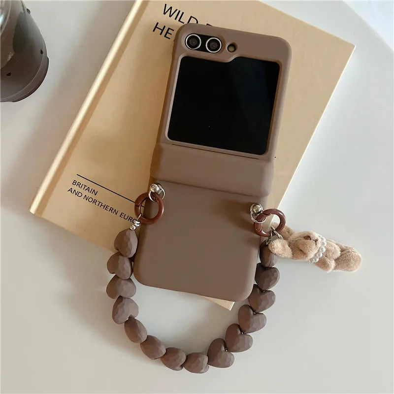 3D Plush Rabbit Case with Bracelet for Samsung Galaxy Z Flip 5