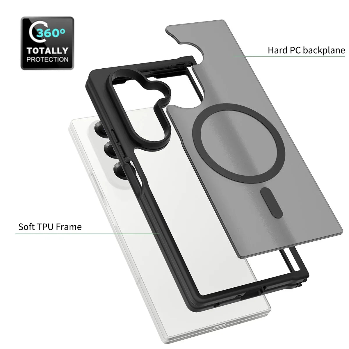 FoldGuard Frost – Magnetic Shield Case with Soft Frame