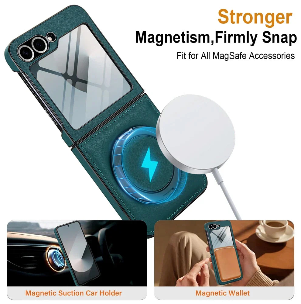 MagSafe Leather Ring Case with Screen Protector for Z Flip Series