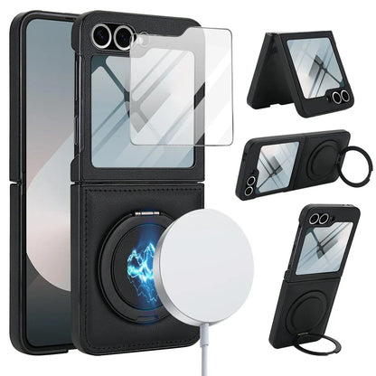 MagSafe Leather Ring Case with Screen Protector for Z Flip Series