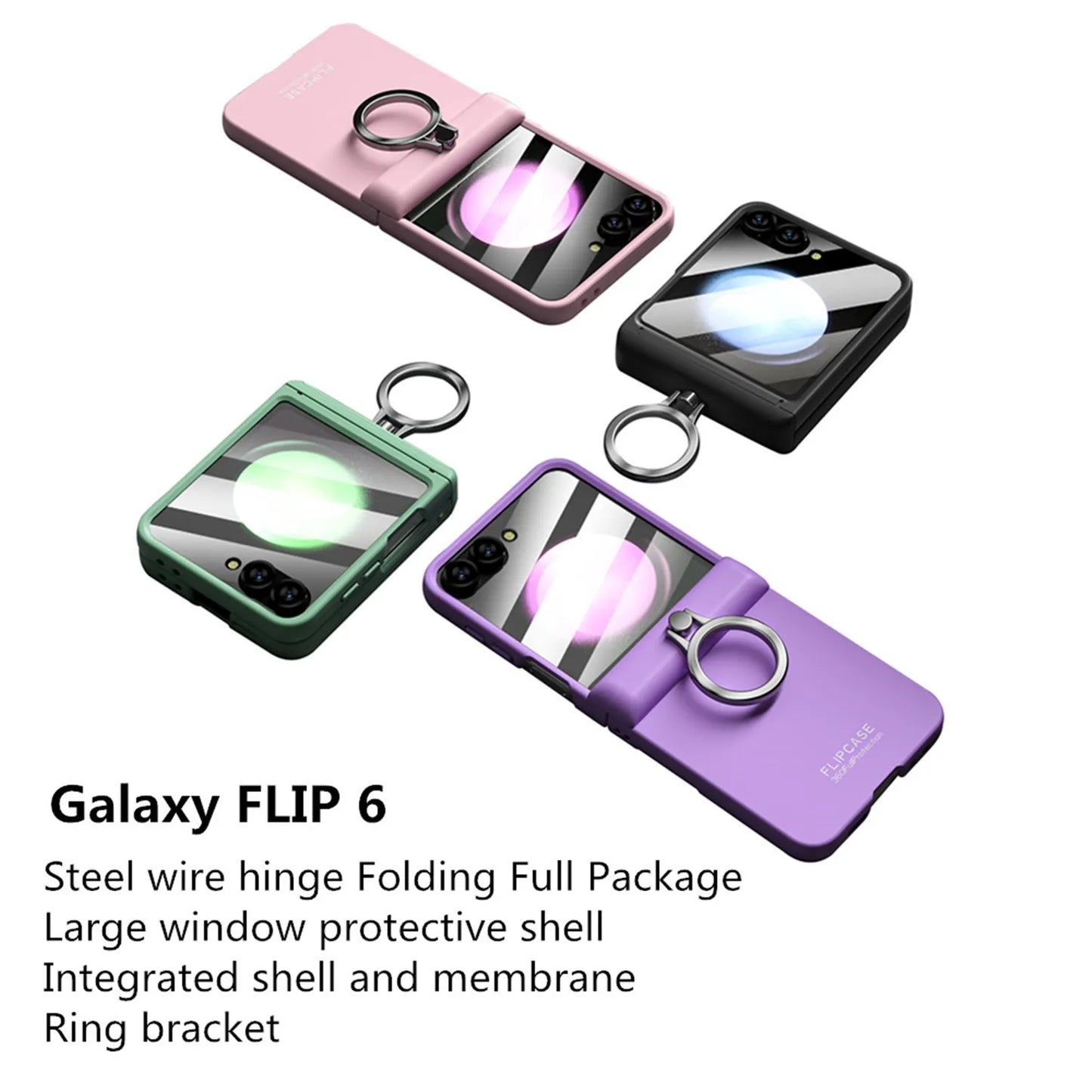 Shockproof Case with Hinge Protection & Ring Stand for Samsung Z Flip 6