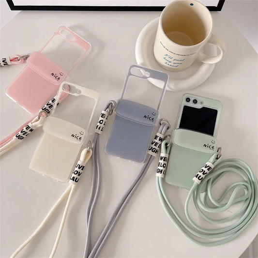 Phone case with plain strap for Samsung Galaxy Z Flip 5