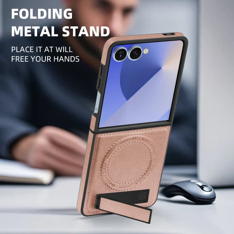 Leather MagSafe Stand Case for Z Flip Series