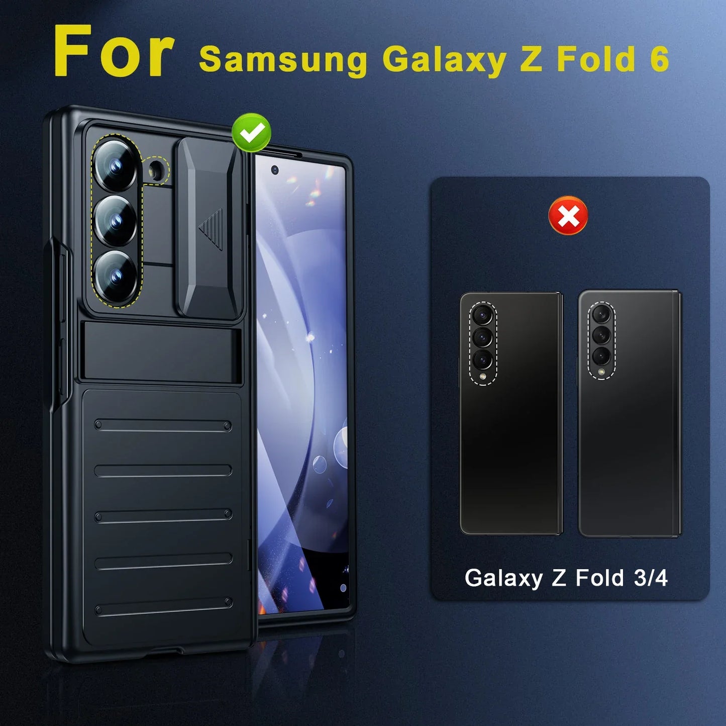 Samsung Z Fold 6 Slide Camera Case With Stand Slim Hinge Protection