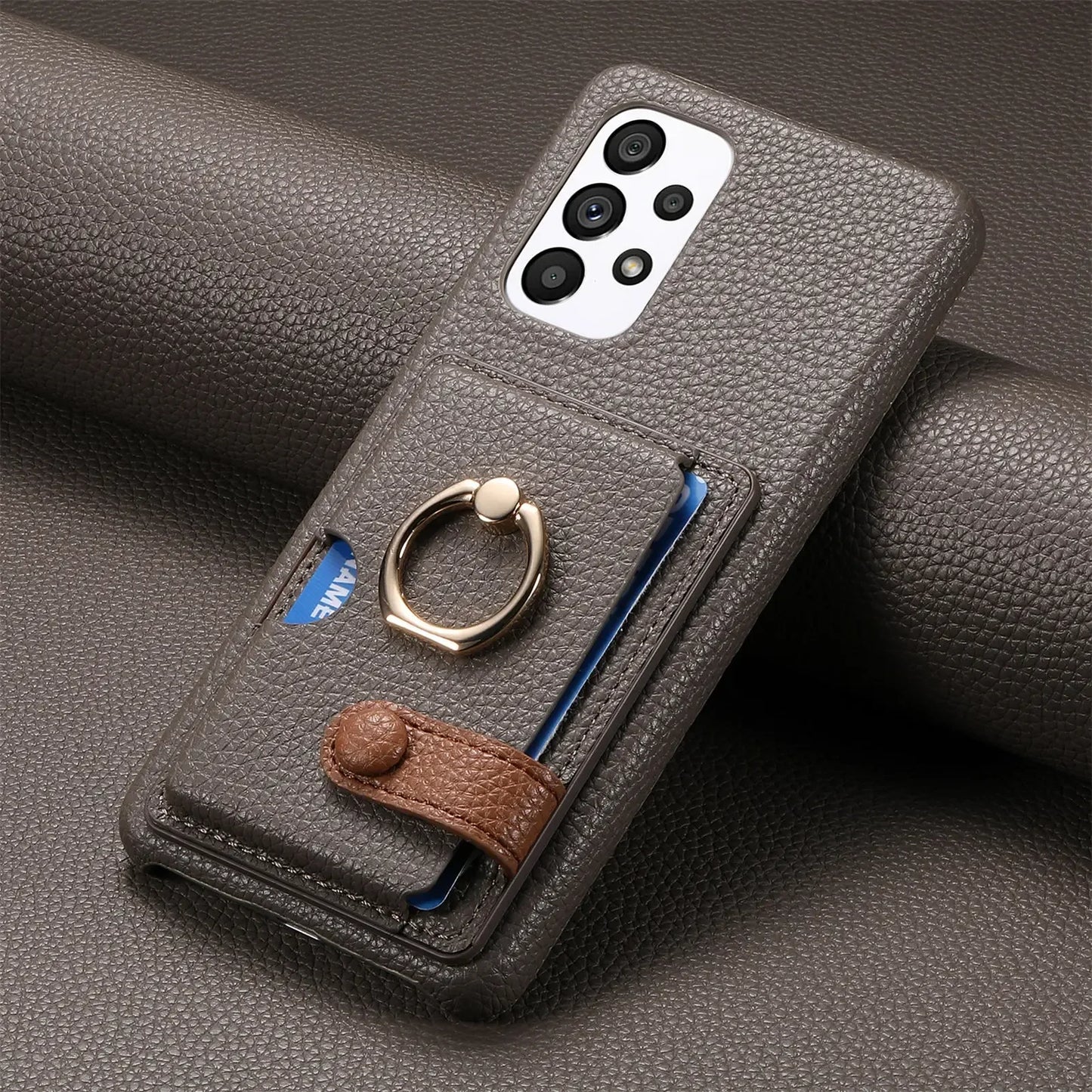 Wallet Leather Ring Holder Case for Samsung Galaxy S