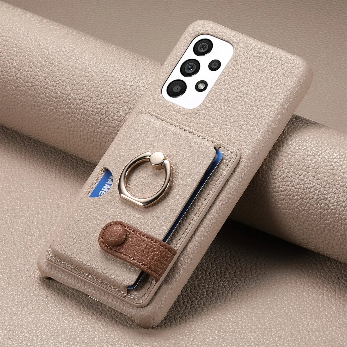 Wallet Leather Ring Holder Case for Samsung Galaxy S