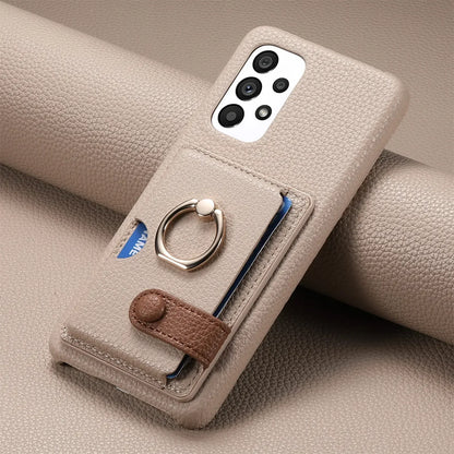 Wallet Leather Ring Holder Case for Samsung Galaxy S
