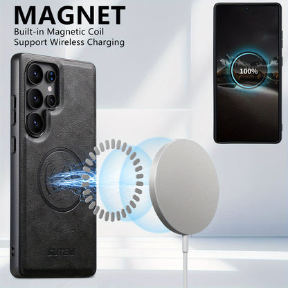 MagVolt Luxe – Magnetic Cowhide Leather Case for Galaxy S Series