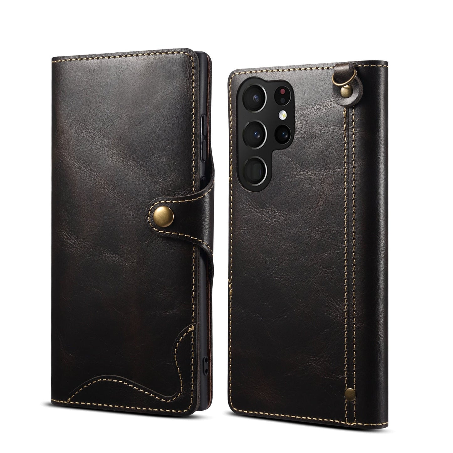 Denior Prestige – Oil-Wax Leather Wallet Case for Galaxy S Series
