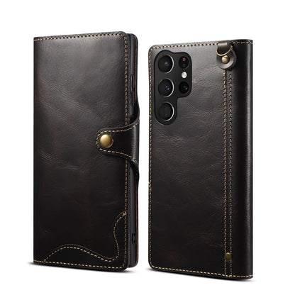 Denior Prestige – Oil-Wax Leather Wallet Case for Galaxy S Series