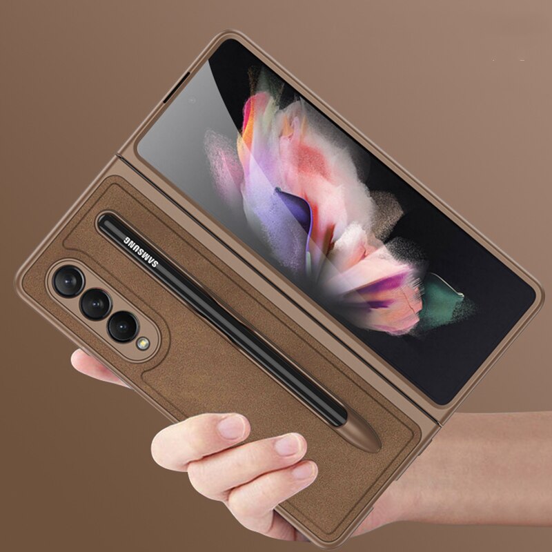 Removable Pen Holder Leather Cover For Z FOLD 4 - Odin case