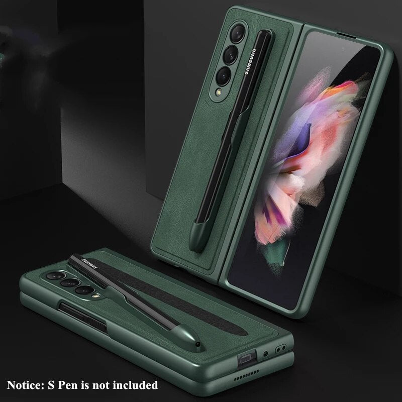 Removable Pen Holder Leather Cover For Z FOLD 4 - Odin case