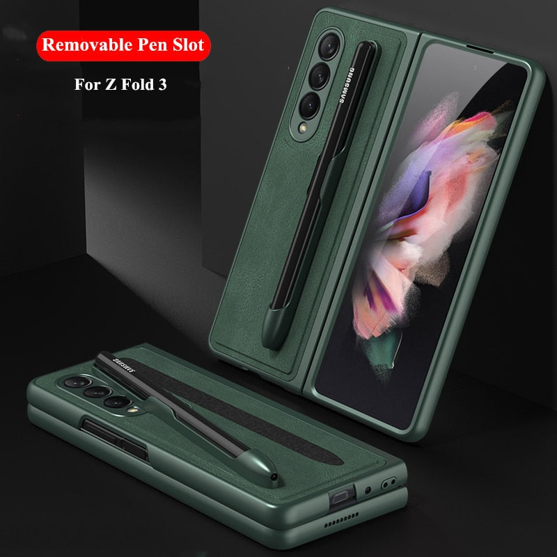 Removable Pen Holder Leather Cover For Z FOLD 4 - Odin case