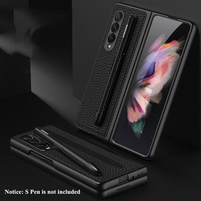 Removable Pen Holder Leather Cover For Z FOLD 4 - Odin case