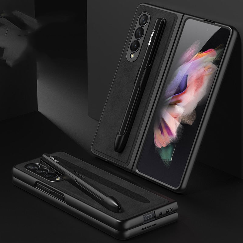 Removable Pen Holder Leather Cover For Z FOLD 4 - Odin case